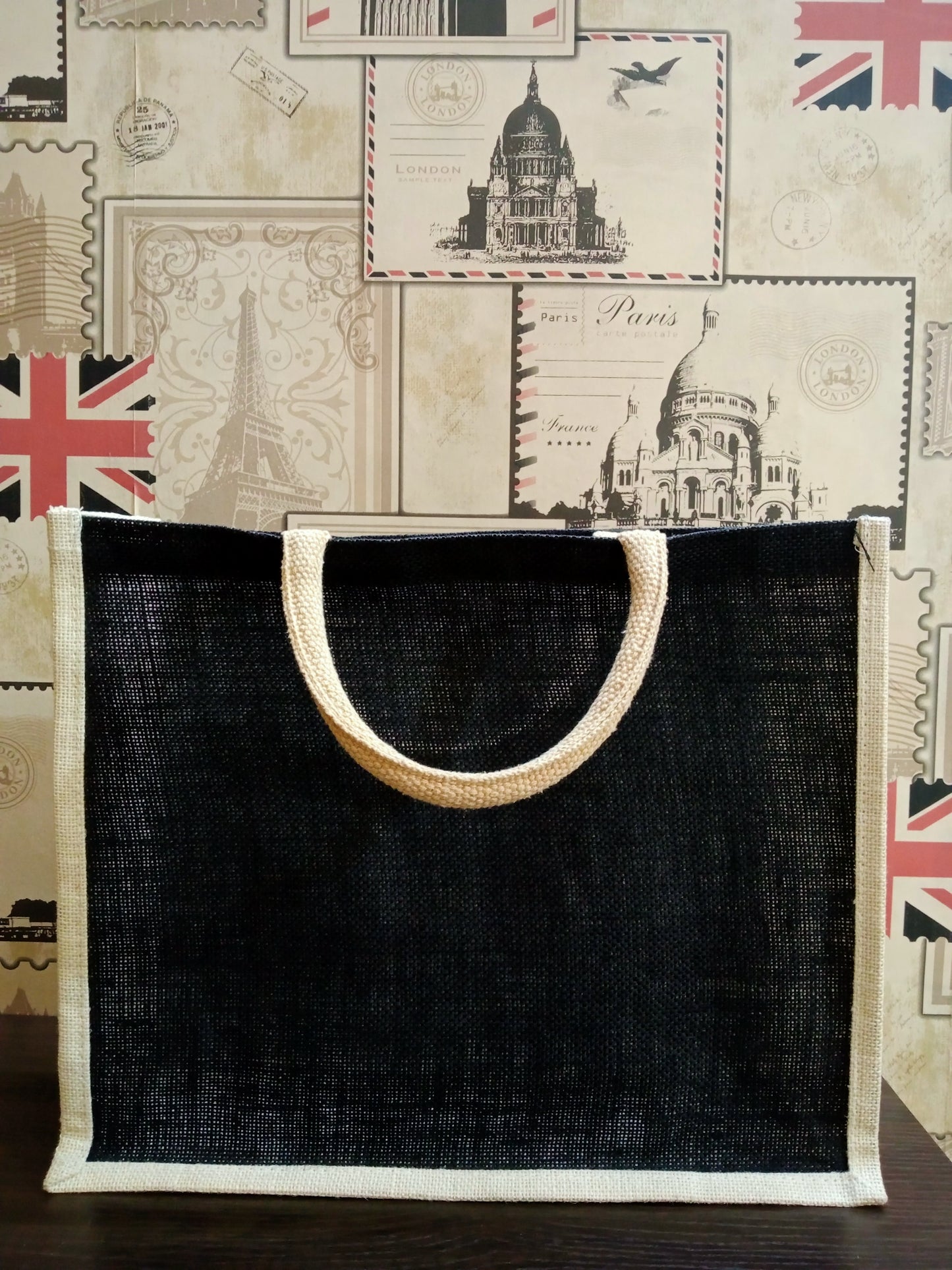 "Royal Parade" – Hand-Painted Elephant Motif Jute Bag