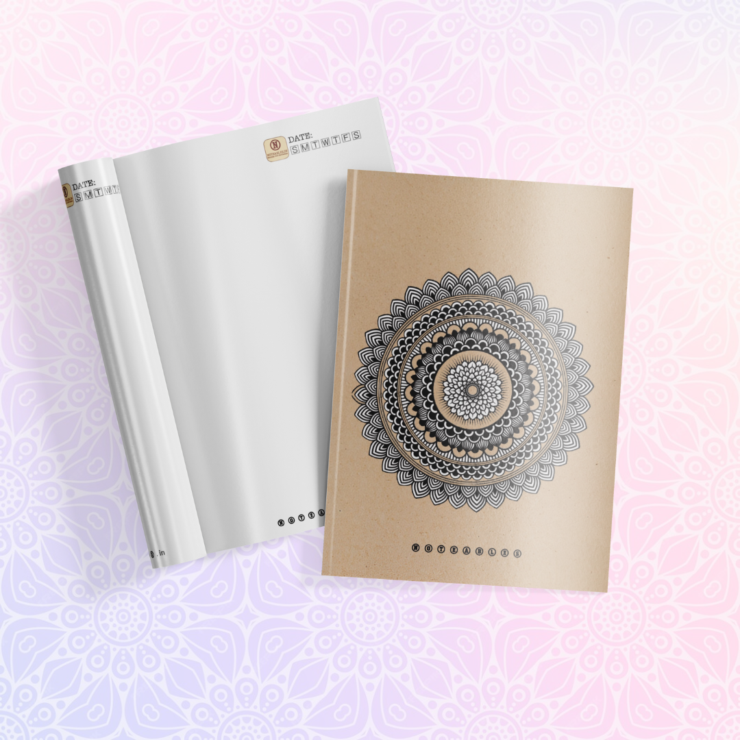 Kraft Elegant Black & White Mandala Notebook A6