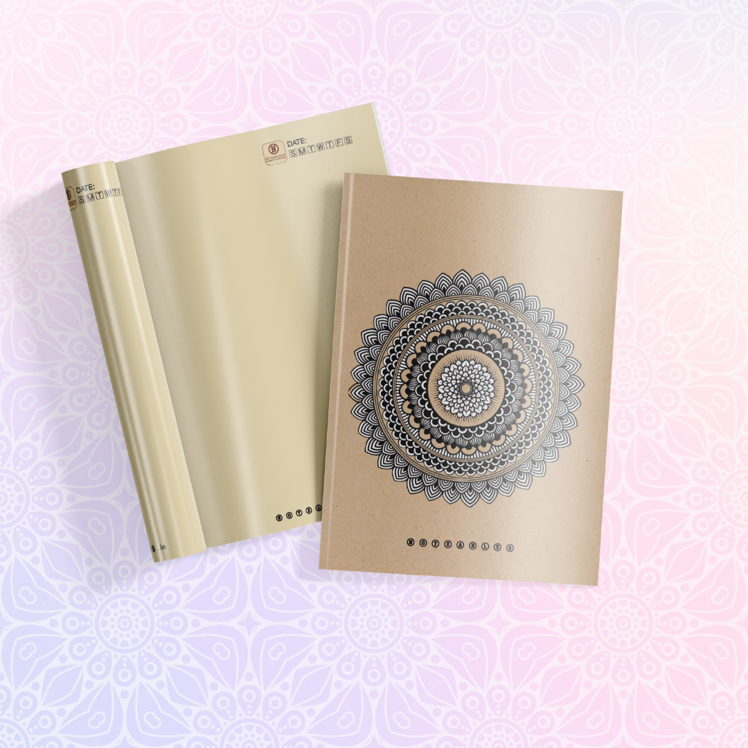 Kraft Elegant Black & White Mandala Notebook A6