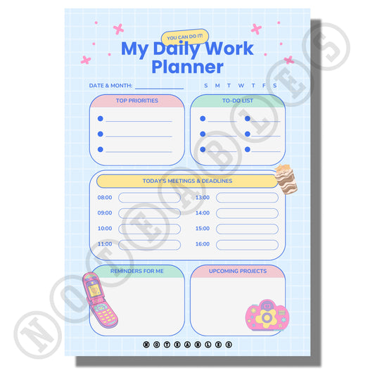 Organize Your Day with My Daily Work Planner A5 Tearable