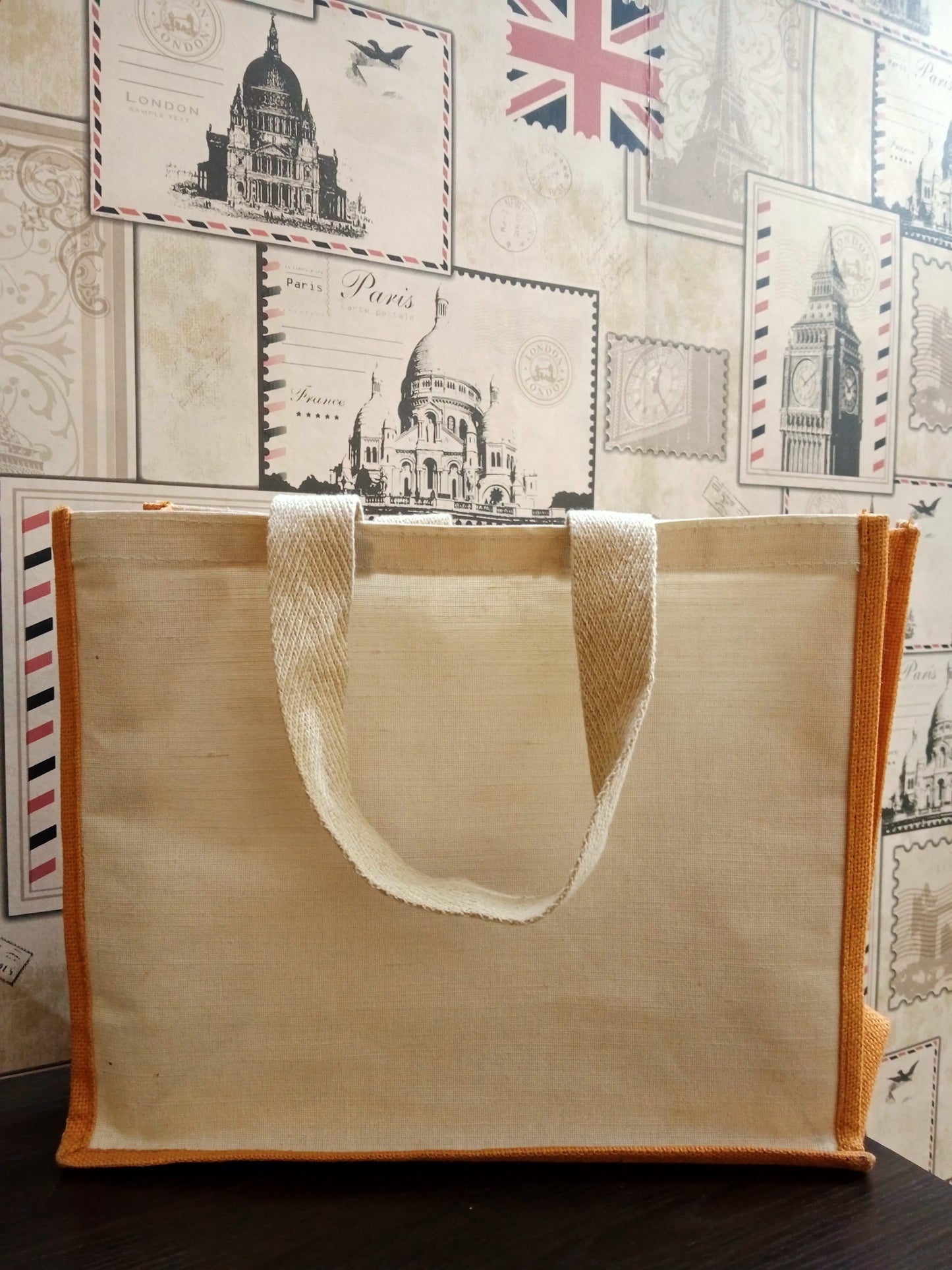 "Grace of Tradition" – Hand-Painted Madhubani Jute Bag