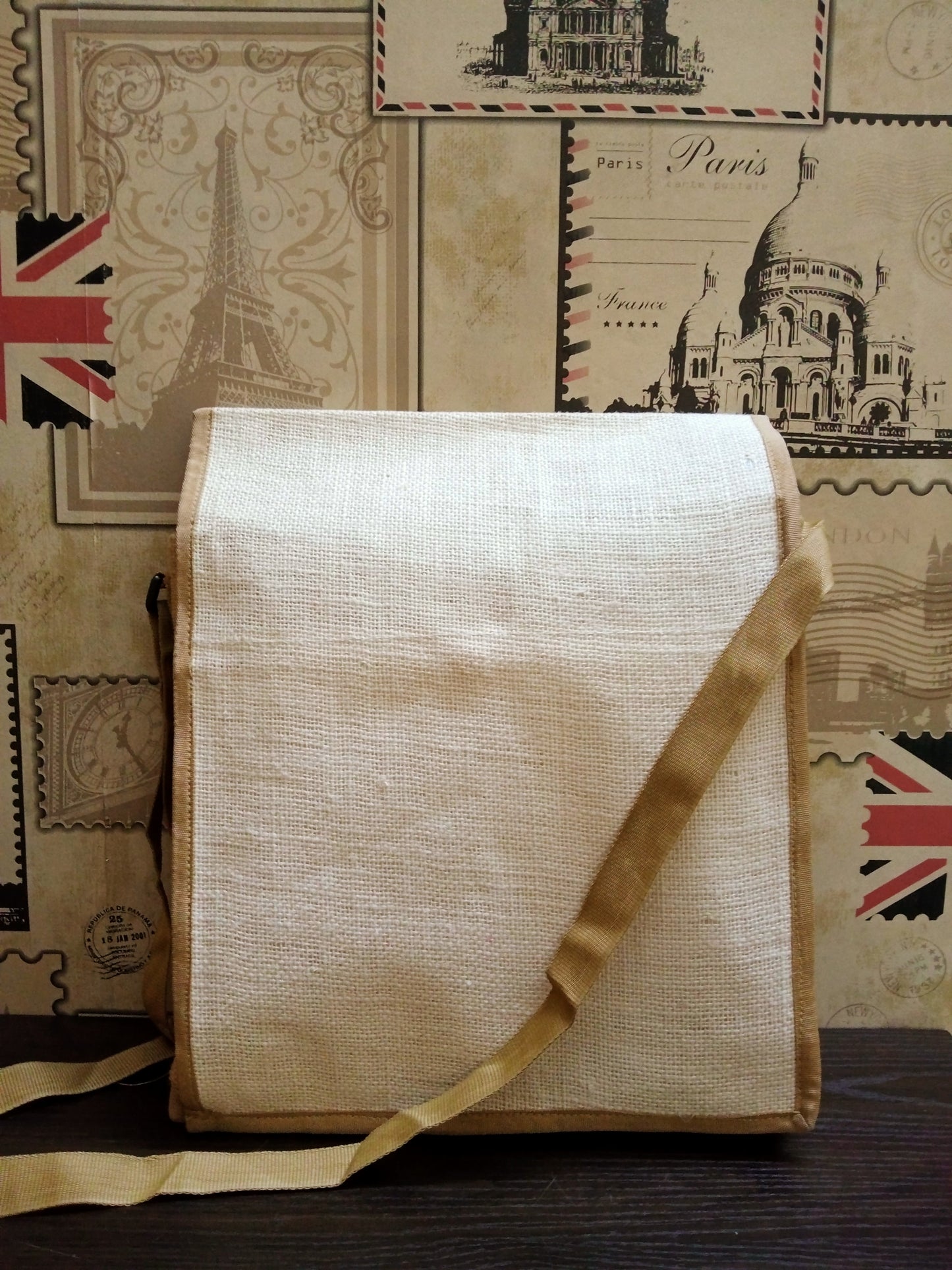 "Folk Fins" – Hand-Painted Fish Motif Jute Side Bag