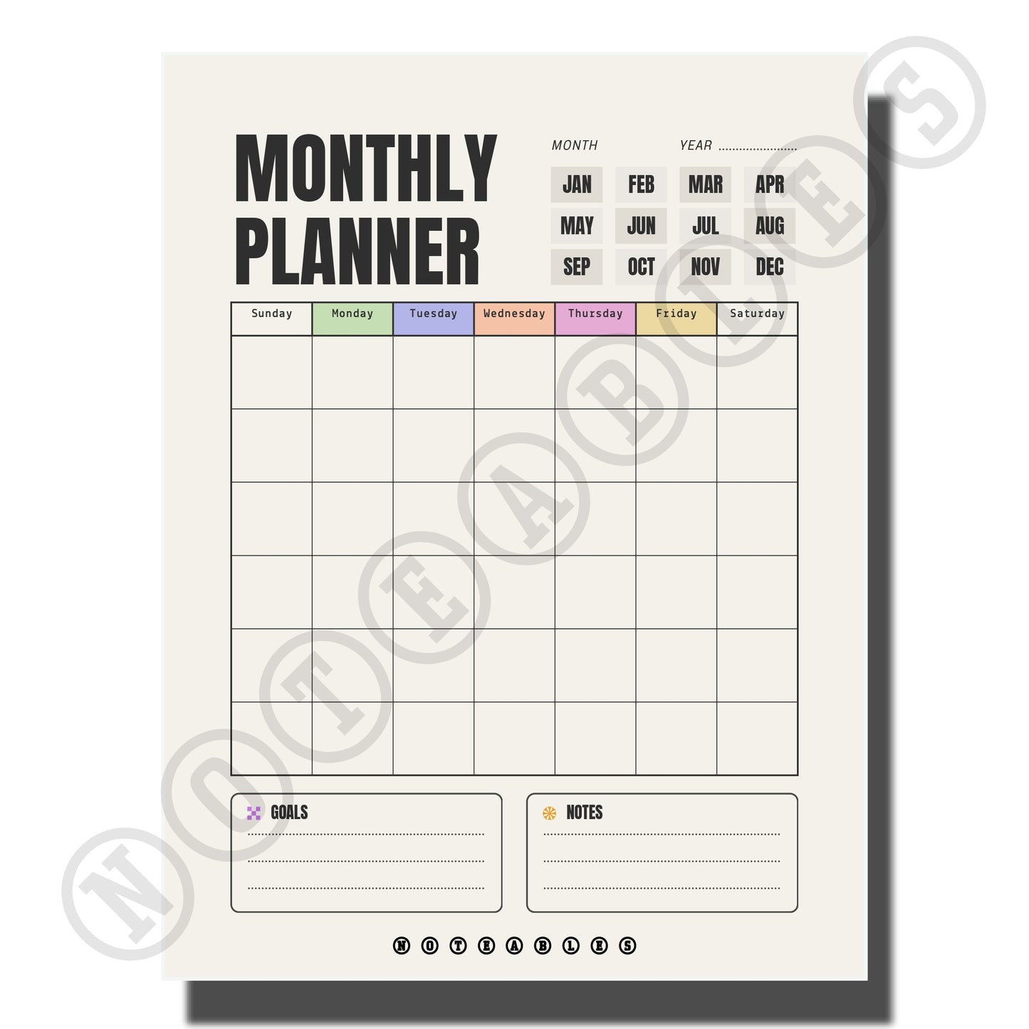 Plan Your Month with Precision: Monthly Tearable Planner