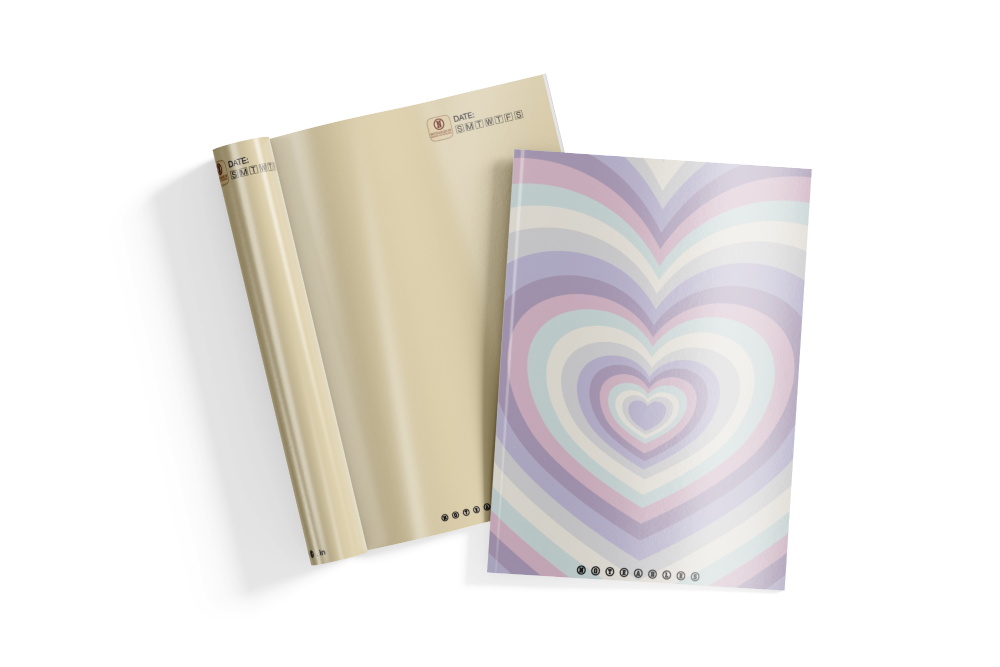 Retro Purple Heartbeat Notebook A6