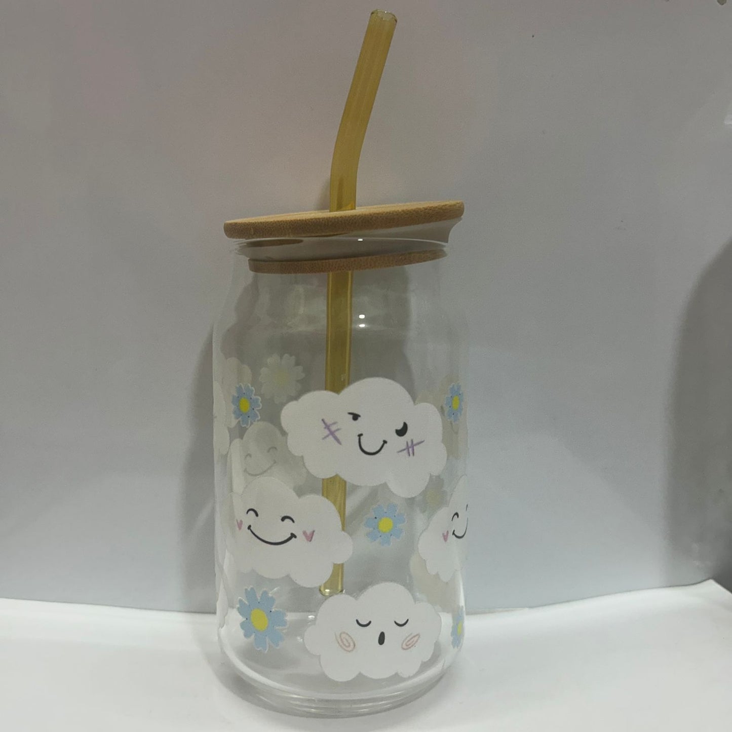 Cloudy Blossoms Glass Tumbler