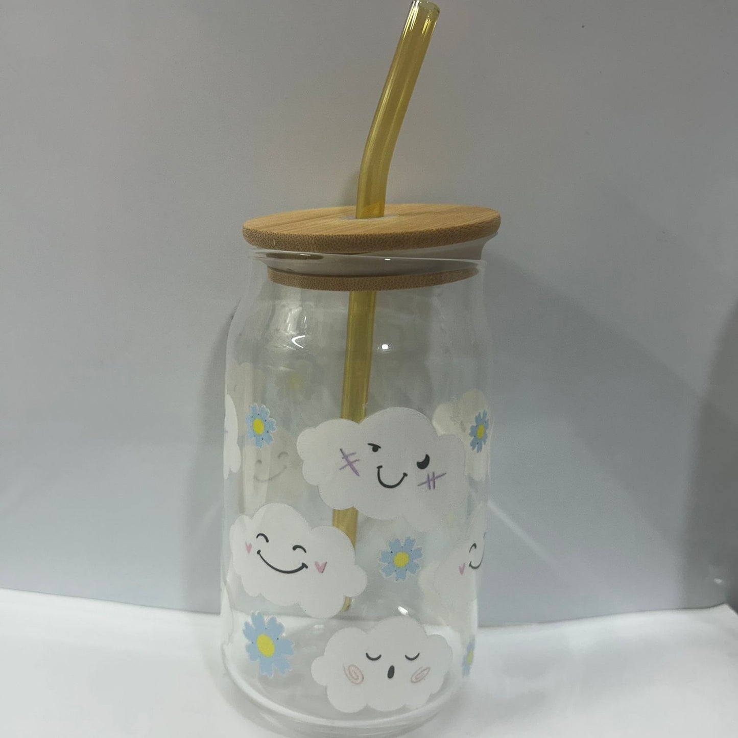 Cloudy Blossoms Glass Tumbler